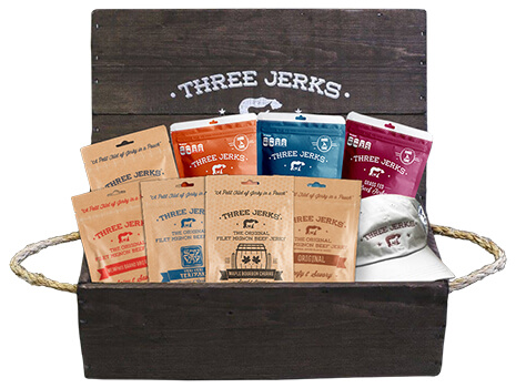 Image of Complete Three Jerks Wood Crate Gift Set Package