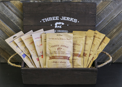 Image of Three Jerks Jerky Wood Gift Crate Package